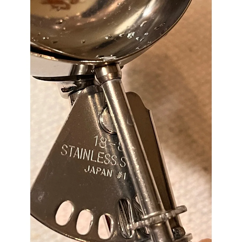 Vintage NSF #6 Stainless Steel Portion Scoop Disher White Handle